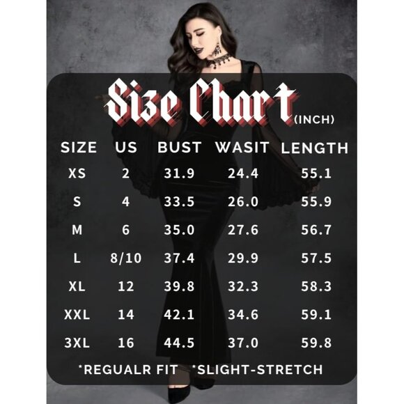 Luxurious Gothic Dress: Velvet Flounce Sleeve with Sweetheart Neck, Size Small - Picture 4 of 7